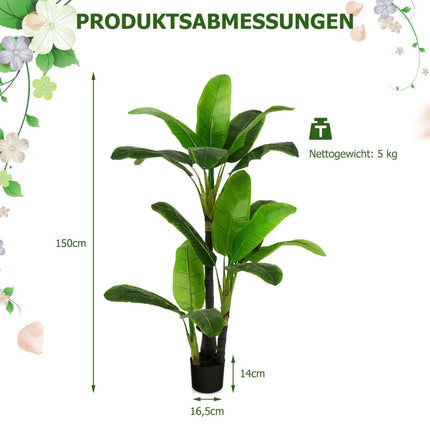 Banan artificial, 150 cm, 18 frunze, material PEVA