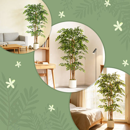 Banyan artificial cu trunchi de lemn, ghiveci, 180 cm