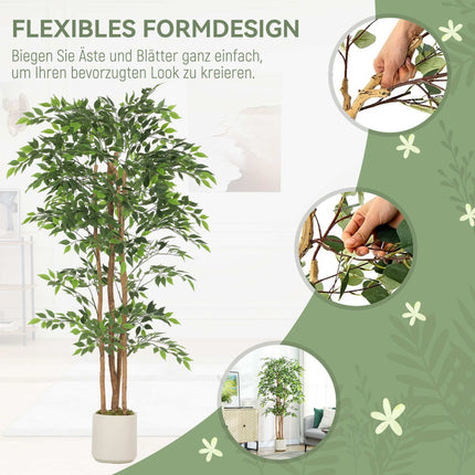 Banyan artificial cu trunchi de lemn, ghiveci, 180 cm