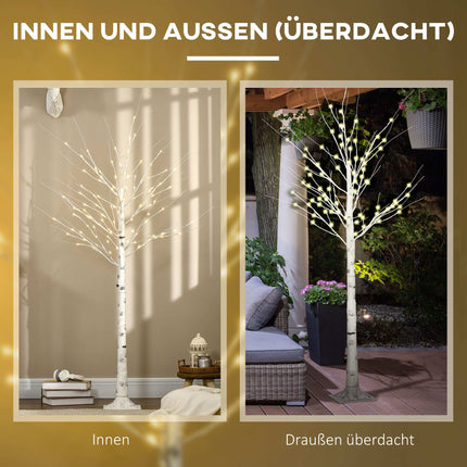 Mesteacăn artificial cu lumini LED, scoarță albă, 180 cm