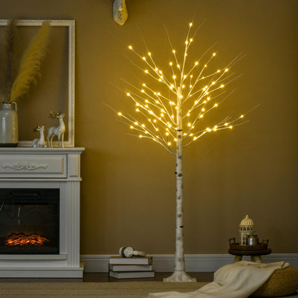 Mesteacăn artificial cu lumini LED, scoarță albă, 180 cm