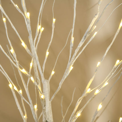 Mesteacăn artificial cu lumini LED, scoarță albă, 180 cm