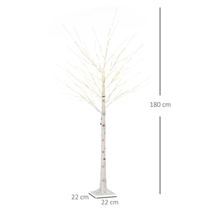 Mesteacăn artificial cu lumini LED, scoarță albă, 180 cm