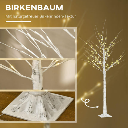 Mesteacăn artificial cu lumini LED, scoarță albă, 180 cm