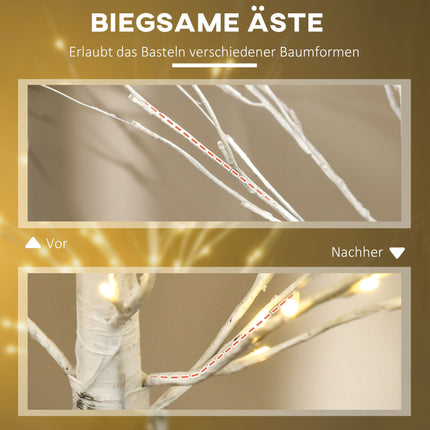 Mesteacăn artificial cu lumini LED, scoarță albă, 180 cm