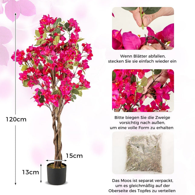 Arborele de Bougainvillea Artificial cu Ghiveci, 120 cm, Roz