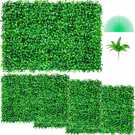 Artificial Boxwood Hedge Panels, 4-Pack 24x16 in UV