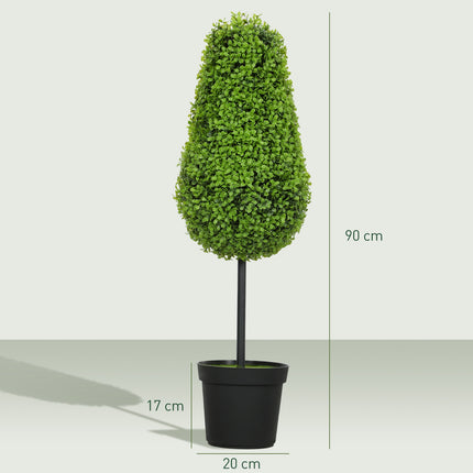 Artificial Boxwood Set, 90cm Teardrop Shape, UV-Resistant