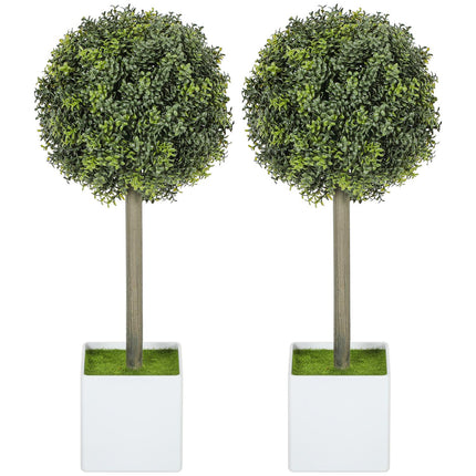 Set de topiari din lemn de cimi artificial, 45 cm, rezistent la UV