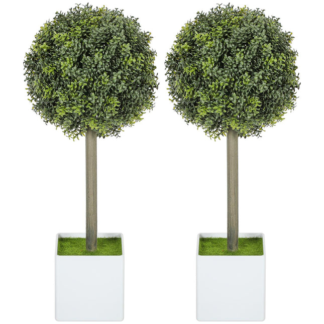 Set de topiari din lemn de cimi artificial, 45 cm, rezistent la UV