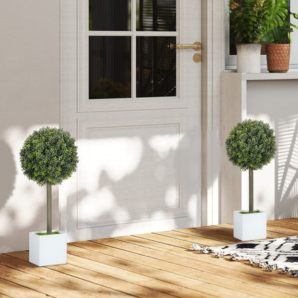 Set de topiari din lemn de cimi artificial, 45 cm, rezistent la UV
