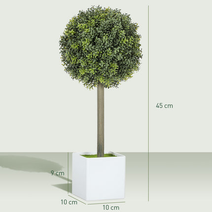 Set de topiari din lemn de cimi artificial, 45 cm, rezistent la UV