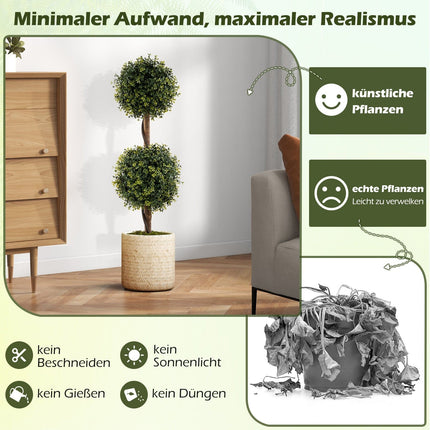 Buxus artificial cu ghiveci, 90 cm, set de 2