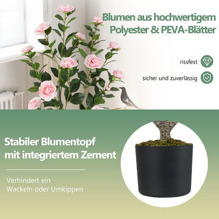 Camelia artificiala cu flori, 90 cm, roz