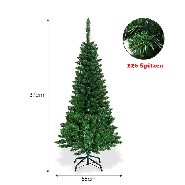 Brad de Crăciun artificial 135 cm, 150 de lumini LED, suport metalic