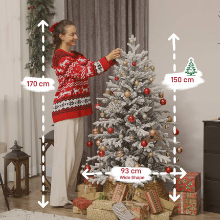 Brad de Crăciun artificial, 150 cm, pin zăpadă, 1162 crengi