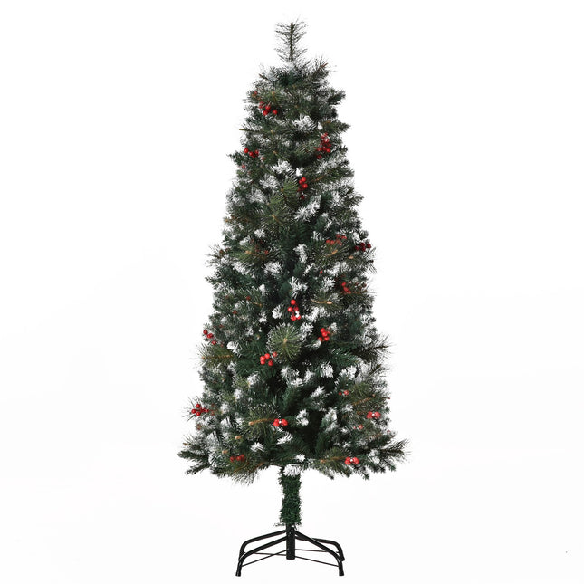 Brad Artificial 1,5 M Brad de Craciun 360 Ramuri PVC Metal Verde + Alb Ø50 X 150 Cm