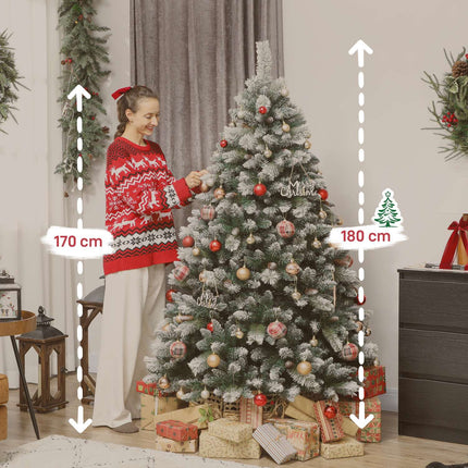 Brad de Crăciun artificial 180 cm, culoarea zăpezii, 1000 de vârfuri, 34 de conuri