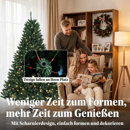 Artificial Christmas Tree 180 cm with 550 Warm White LEDs, 1494 Branches, Green