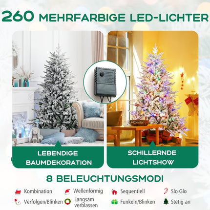 Brad de Crăciun artificial, 186 cm, 260 de lumini LED, 8 moduri de iluminare