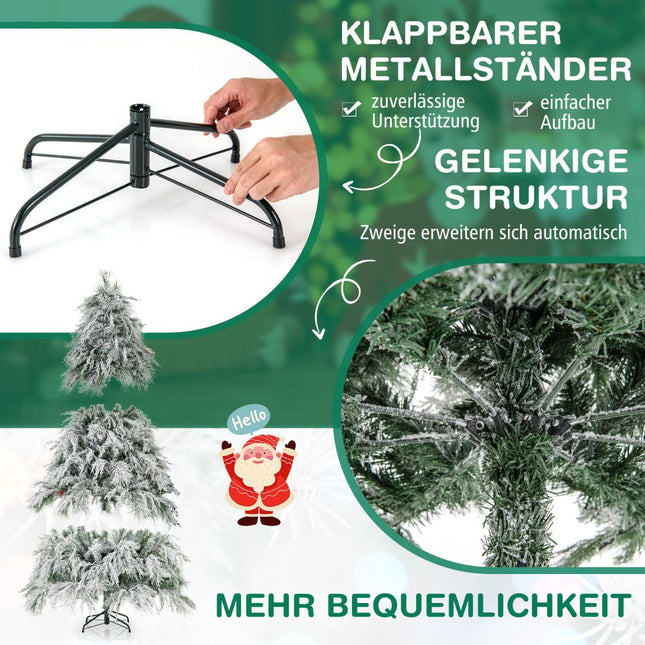 Brad de Crăciun artificial 192 cm, cu balamale, 250 LED-uri alb cald
