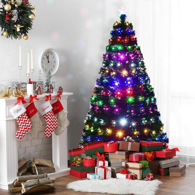 Brad de Crăciun artificial 210 cm, 280 LED-uri, suport metalic