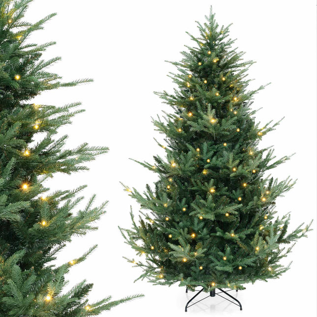 Brad de Crăciun artificial 210 cm, 340 LED-uri alb cald, 8 moduri de iluminare