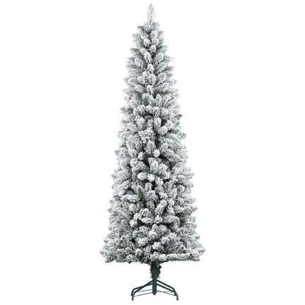 Pom de Crăciun artificial, 210 cm, Design subțire, acoperit cu zăpadă
