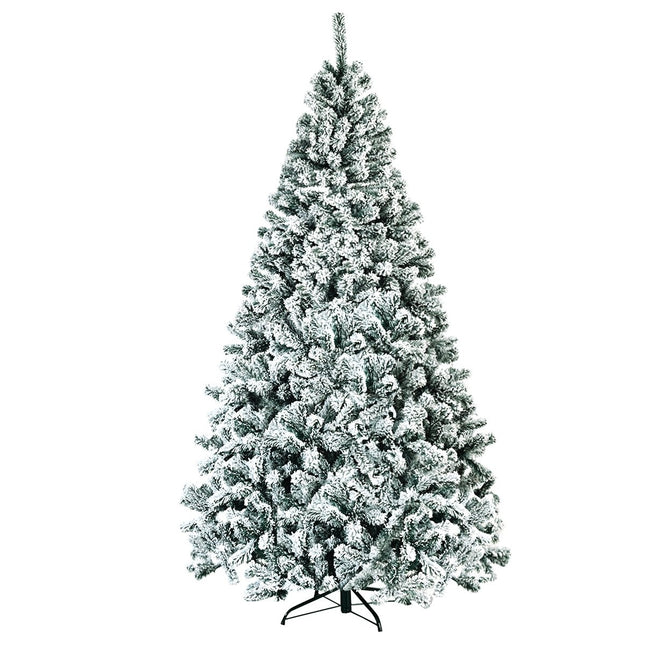 Pom de Crăciun Artificial, 225cm, Zăpadat, Suport metalic