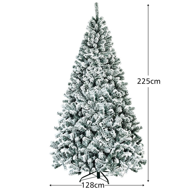 Pom de Crăciun Artificial, 225cm, Zăpadat, Suport metalic