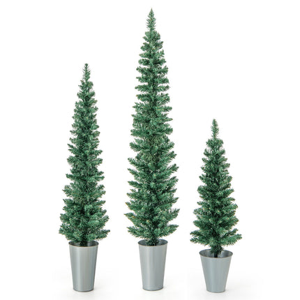 Set de brazi de Crăciun artificiali, pachet de 3, găleți metalice de 90-150 cm