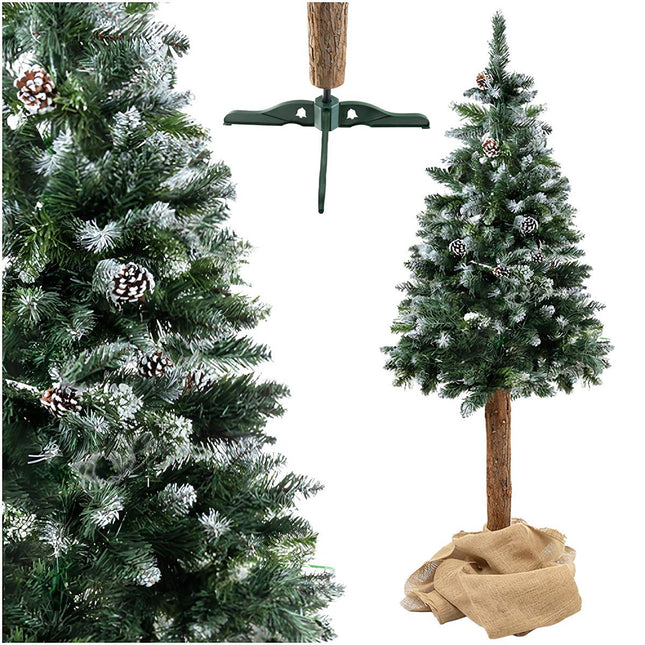 Artificial Christmas Tree, Snow-Covered, 180 cm, Natural Trunk