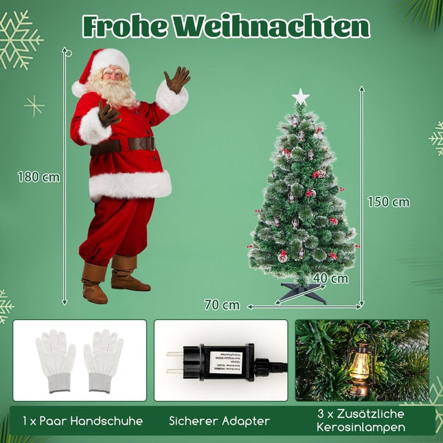 Brad de Crăciun artificial cu lumini LED, 150 cm, PVC