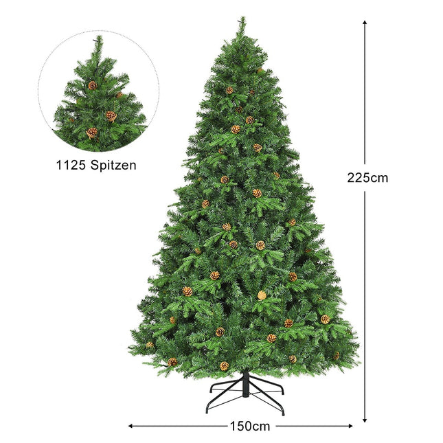 Brad de Crăciun artificial cu lumini LED, verde, 225 cm