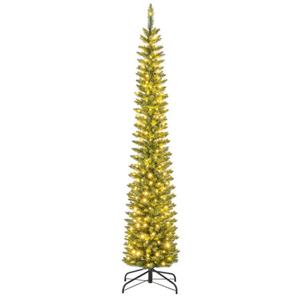 Pom de Craciun Artificial cu Lumini LED Brad de Craciun Slim Brad Festiv Luminat 210cm
