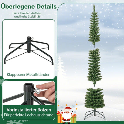Pom de Craciun Artificial cu Lumini LED Brad de Craciun Slim Brad Festiv Luminat 210cm