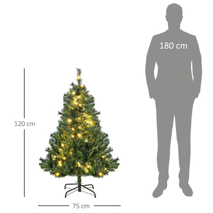 Brad de Crăciun artificial cu LED-uri, 120 cm, verde