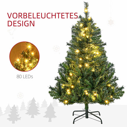 Brad de Crăciun artificial cu LED-uri, 120 cm, verde