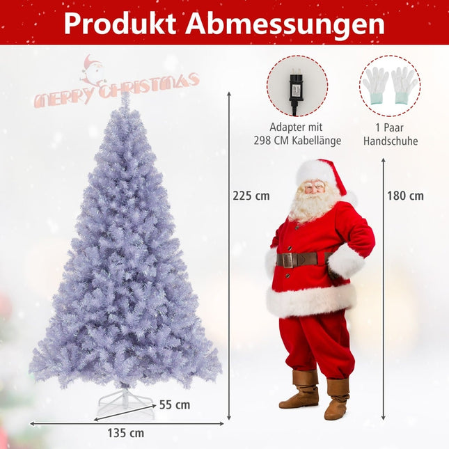 Brad de Crăciun artificial cu lumini, 225 cm, violet, LED