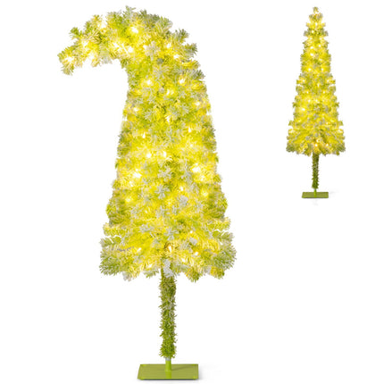 Brad de Crăciun artificial cu luminițe, zăpadă, 150 cm
