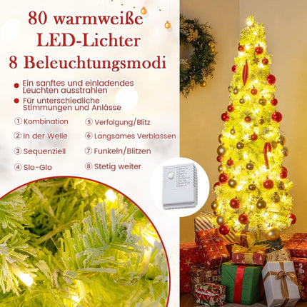 Brad de Crăciun artificial cu luminițe, zăpadă, 150 cm