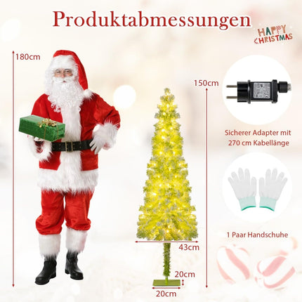 Brad de Crăciun artificial cu luminițe, zăpadă, 150 cm