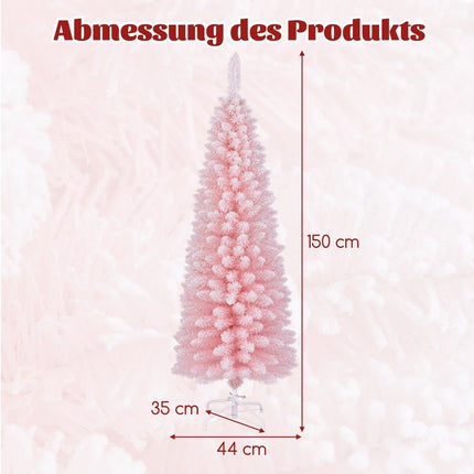 Creion artificial brad de Craciun 150 cm brad cu roz zapada