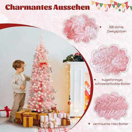 Creion artificial brad de Craciun 150 cm brad cu roz zapada