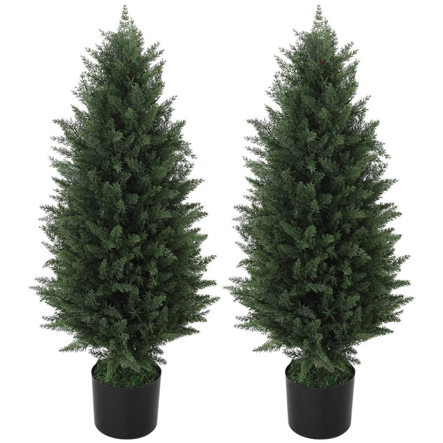 Chiparos Artificial Set de 2 Plante Artificiale Mari, 90 cm, Plante Artificiale In Ghiveci, Arborele Artificial Rezistent La UV Ca o Decorare Reală pentru Sufragerie Dormitor În aer liber |