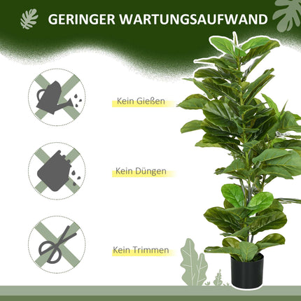 Plantă Ficus Artificială, 110 cm, 90 de Frunze cu Ghiveci