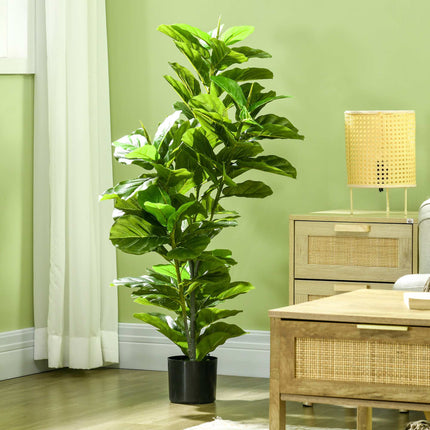Plantă Ficus Artificială, 110 cm, 90 de Frunze cu Ghiveci