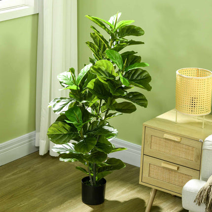 Plantă Ficus Artificială, 110 cm, 90 de Frunze cu Ghiveci