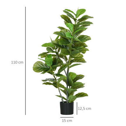 Plantă Ficus Artificială, 110 cm, 90 de Frunze cu Ghiveci