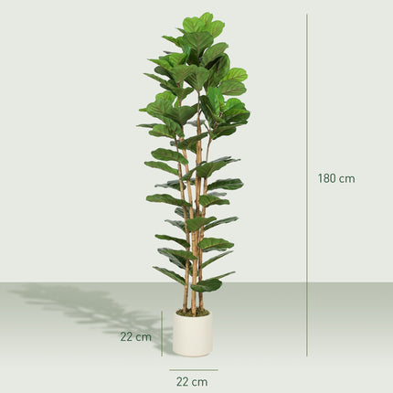 Smochin artificial cu frunze de vioară, 180 cm, trunchi de lemn, ghiveci